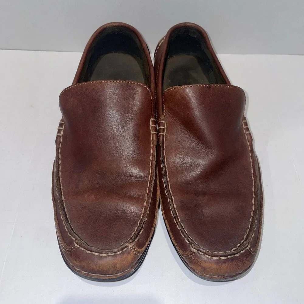 Rockport Mens K52602 Brown Leather Slip On Loafers Size 10M Comfort Moc Toe